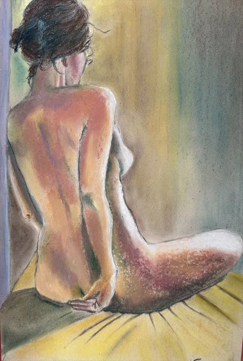 Dessin d'une femme assise de dos